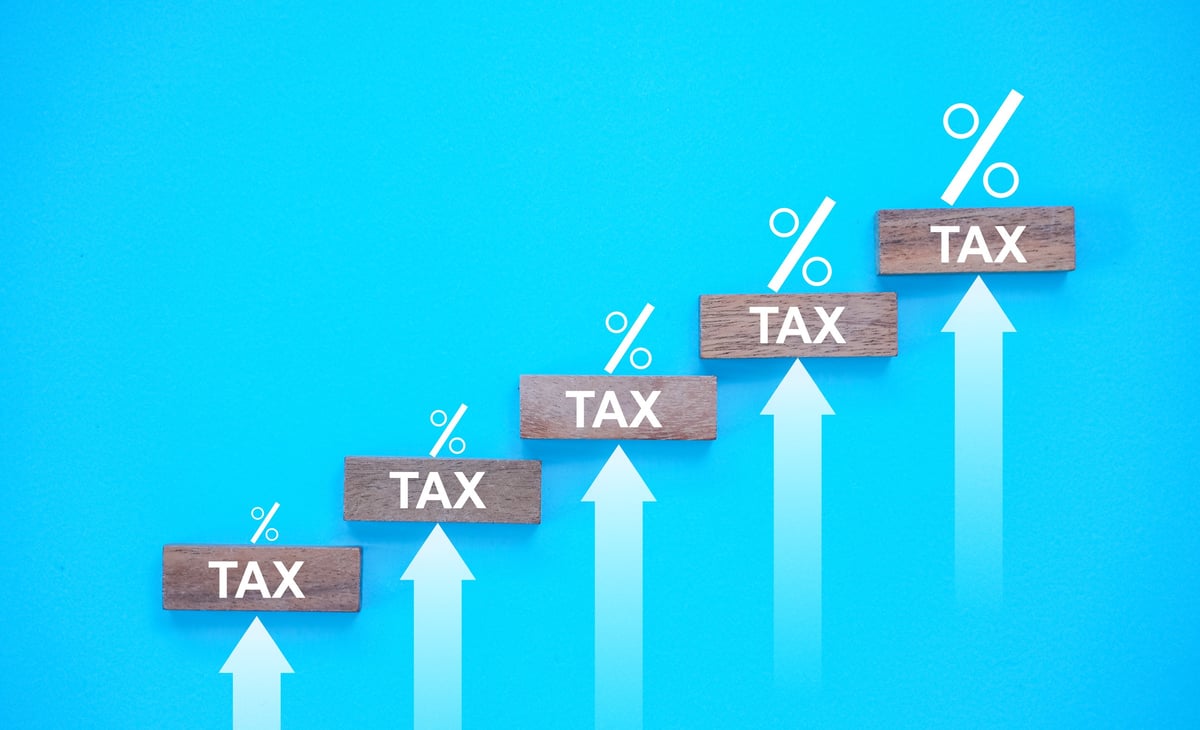 Tax bracket chart showing rising tax rates